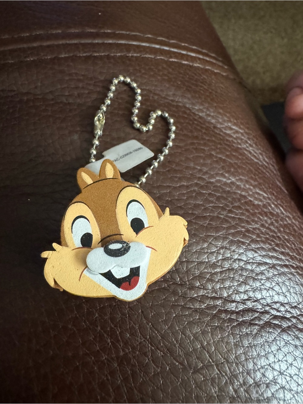 Disney Chipmunk Face Keychain Pendant - Brown, White, Black, Red